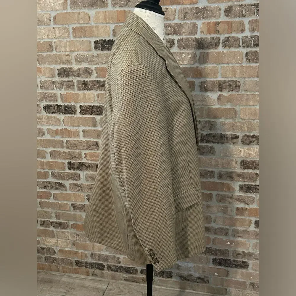 Chaps Ralph Lauren 100% wool sports coat blazer jacket tan plaid checked sz 43R